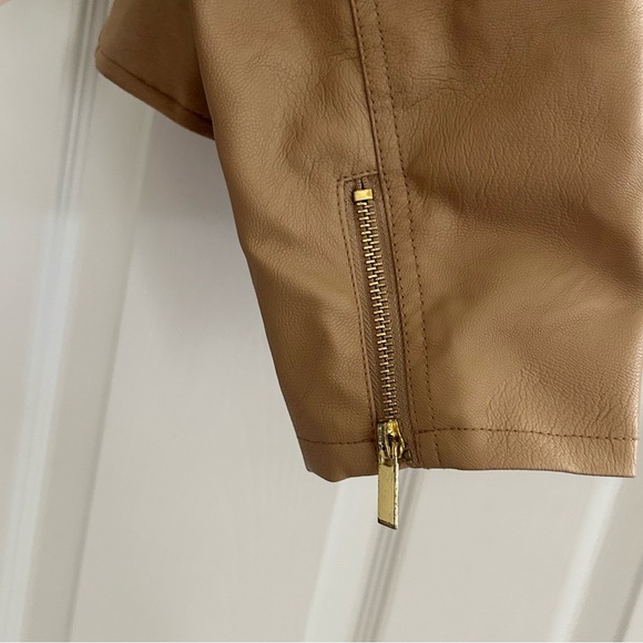 Baccini Women’s Tan Zip-Up Faux Leather Jacket Size XLP - Picture 4 of 7